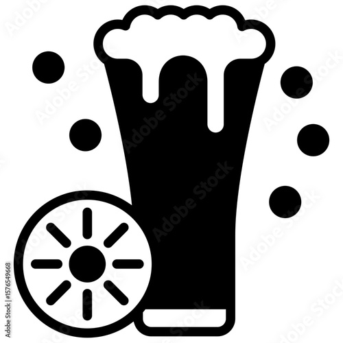Lager Pint glyph icon, mini illustration for relaxation, party, pubs and bars UI, UX kit, app and web development, digital or print.