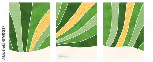 Abstract eco farmland landscape with vineyard grape, tea pattern, flat rural texture, vector background, nature collage, green field design, organic agro illustration, poster layout, corn view