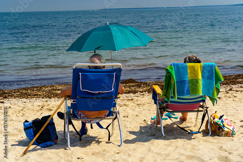 two seniors at the beach