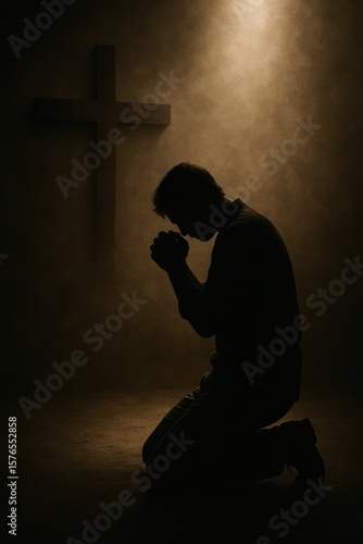 A Person Kneeling in Prayer, a Symbol of Christian Faith and Devotion
