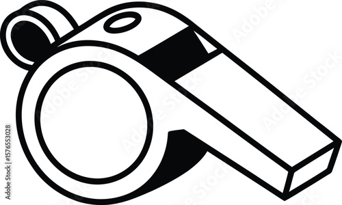 Minimal Whistle Icon Outline – Black and White Sports Referee Whistle Vector Illustration