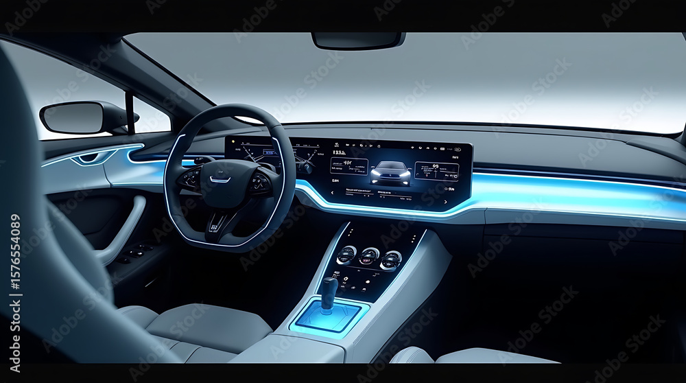 Fototapeta premium Cutting-Edge Luxury Car Design on Urban StreetsFuturistic Sports Car with Sleek Aerodynamic LinesUltra-Modern Electric Vehicle in Minimalist Studio