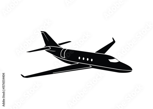 Private Jet silhouette Black Vector white background