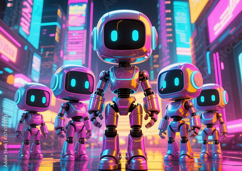 retro robot with colorful background