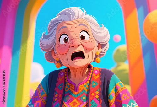 old woman atractive shock