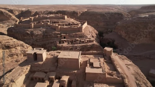 Ancient nabataean city carved into sandstone cliffs showcasing historic architecture and desert landscape
