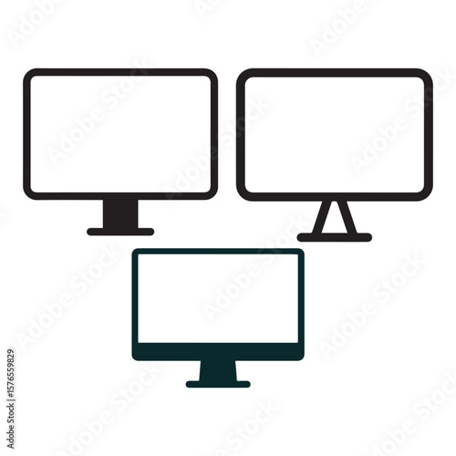 Three computer monitors displayed in a clean graphic screen technology