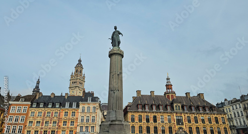 Obraz na plátně Lille cityscape, La Grand Place square in city center, Flemish mannerist archite