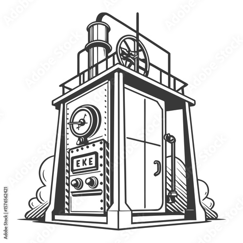 Creative Heat Treatment Furnace Vector Illustration | Industrial Equipment Design for Metalworking, Manufacturing, and Engineering Use