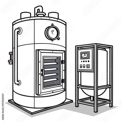 Creative Heat Treatment Furnace Vector Illustration | Industrial Equipment Design for Metalworking, Manufacturing, and Engineering Use