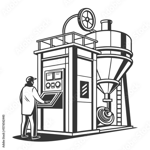Creative Heat Treatment Furnace Vector Illustration | Industrial Equipment Design for Metalworking, Manufacturing, and Engineering Use