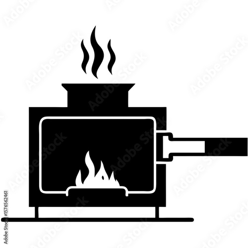 Creative Heat Treatment Furnace Vector Illustration | Industrial Equipment Design for Metalworking, Manufacturing, and Engineering Use