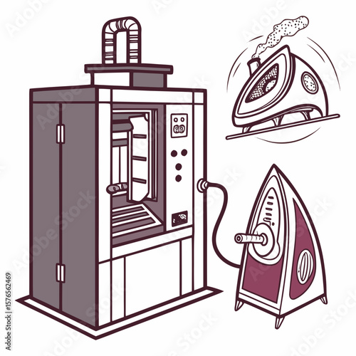 Creative Heat Treatment Furnace Vector Illustration | Industrial Equipment Design for Metalworking, Manufacturing, and Engineering Use