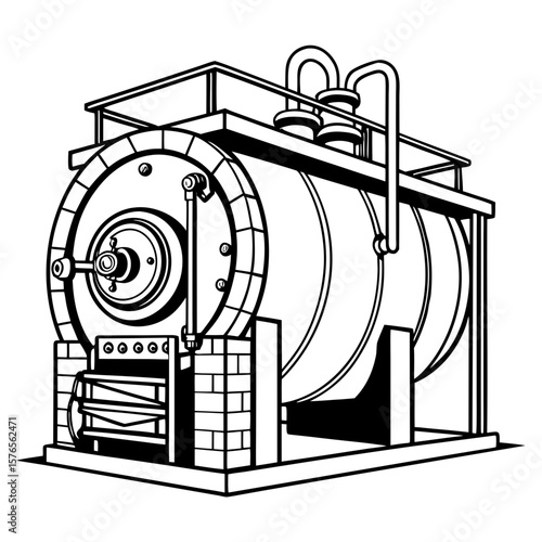 Creative Heat Treatment Furnace Vector Illustration | Industrial Equipment Design for Metalworking, Manufacturing, and Engineering Use