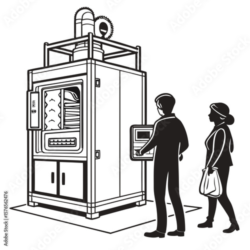 Creative Heat Treatment Furnace Vector Illustration | Industrial Equipment Design for Metalworking, Manufacturing, and Engineering Use