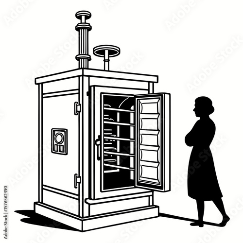 Creative Heat Treatment Furnace Vector Illustration | Industrial Equipment Design for Metalworking, Manufacturing, and Engineering Use