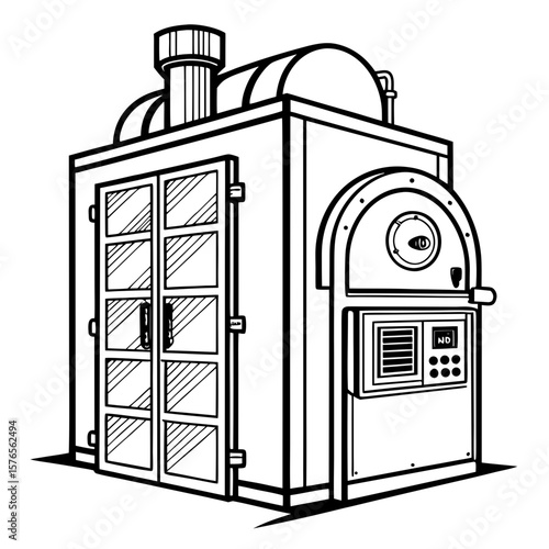 Creative Heat Treatment Furnace Vector Illustration | Industrial Equipment Design for Metalworking, Manufacturing, and Engineering Use