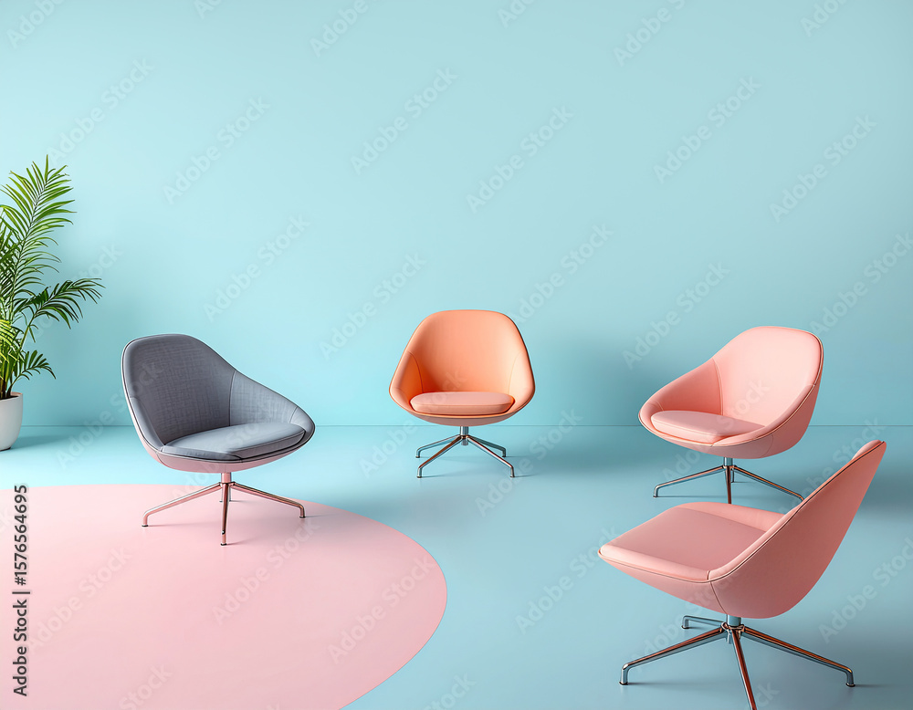 Fototapeta premium Pastel Chairs in a Studio Setting