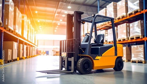 Forklift in warehouse interior