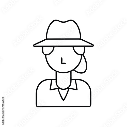 Archaeologist silhouette wearing a fedora hat