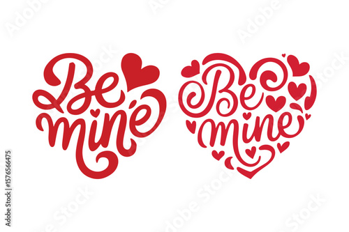 Be mine valentines day heart with script text and hearts