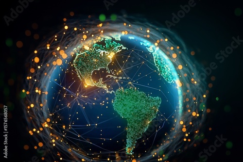 Visual Representation of Global Connectivity With Illuminated Continents and ...