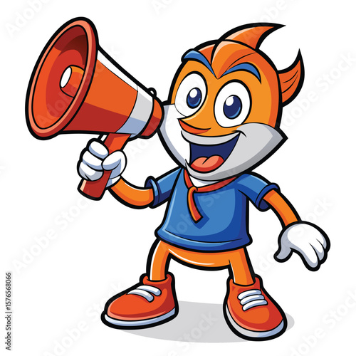 Cartoon character with a megaphone