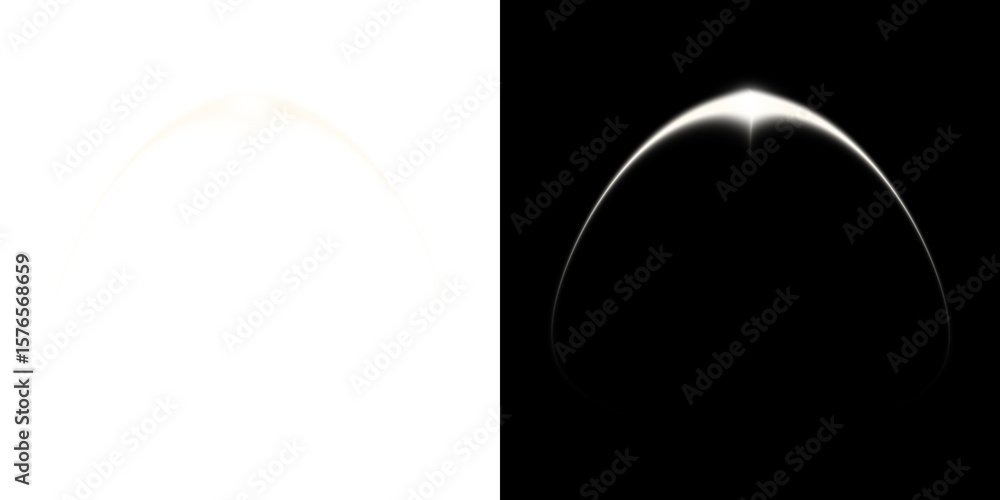 Fototapeta premium Light arc design on transparent and black background 