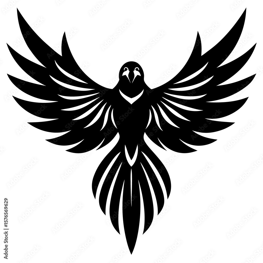 Fototapeta premium Circular Tribal Macaw with Spread Wings Tattoo