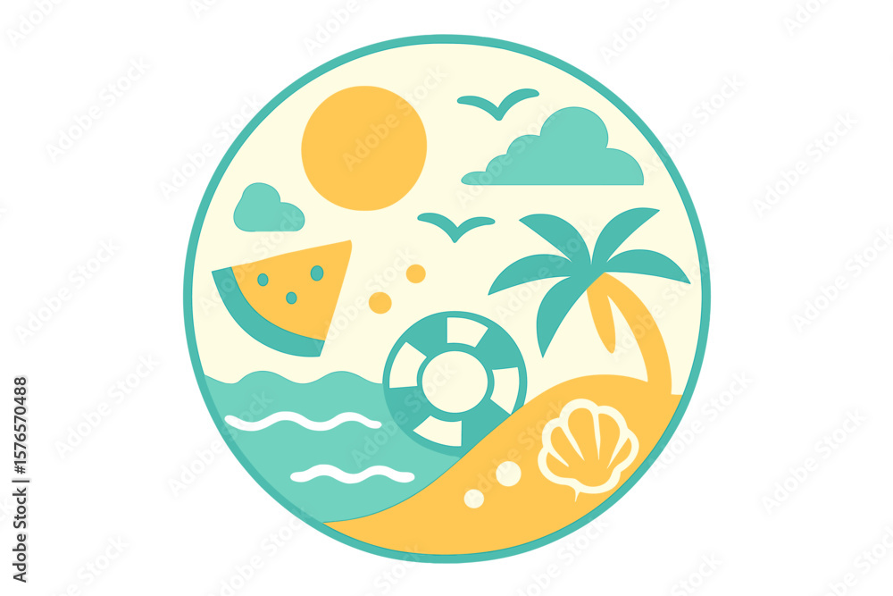 Fototapeta premium Vibrant Beach Scene Illustration