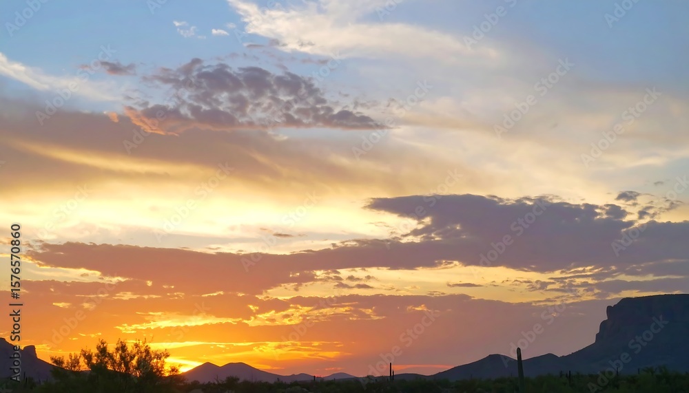 Fototapeta premium Sunset over desert mountains