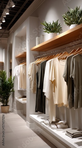 Modern Clothing Display in a Well-Lit Retail Store During the Day