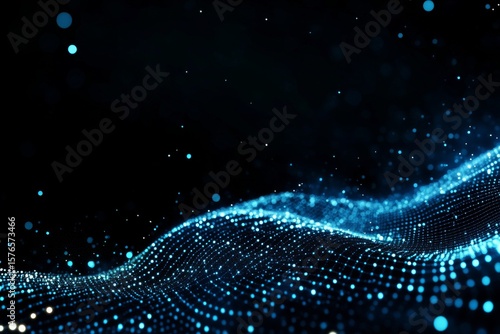 Digital Waves of Blue Light Create an Abstract Technology Background With a S...