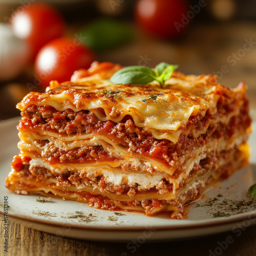 A big slice of lasagna.