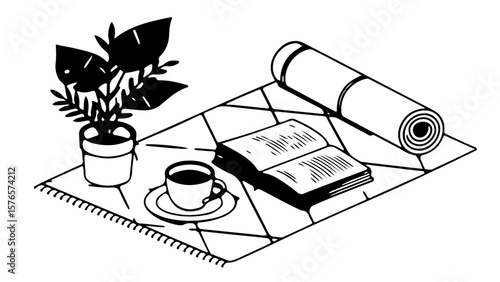 A minimalist illustration of a morning routine