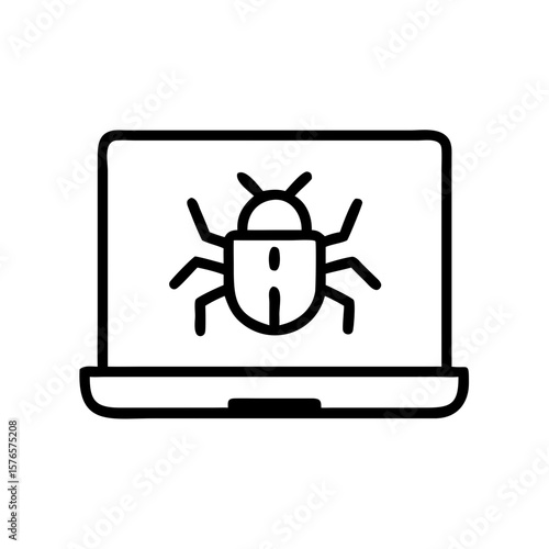 Laptop with a bug icon symbolizing antivirus software protection  