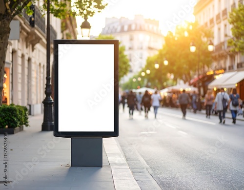 Fototapeta Naklejka Na Ścianę i Meble -  Blank billboard in Parisian street scene