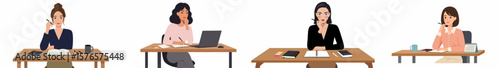 Four women working at desks in a professional office setting