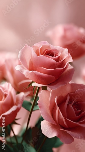 Beautiful Pink Roses Arranged Elegantly in Soft Light for a Romantic Atmosphere