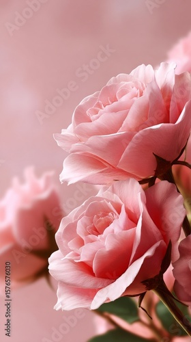 Beautiful Pink Roses Arranged Elegantly in Soft Light for a Romantic Atmosphere