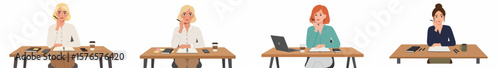 Four women working at desks in a professional office setting