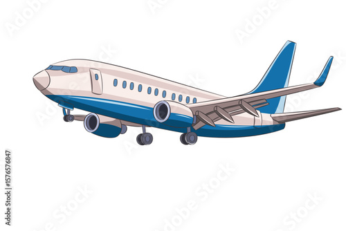 Vector illustration of passenger airplane isolated on white background