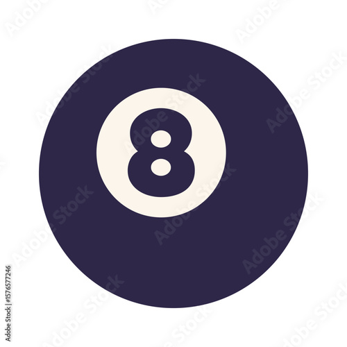 Black eight ball, symbol of pool game and mystical Magic 8 Ball used for fortune telling. Trendy modern vector illustration isolated on white, hand drawn, flat design