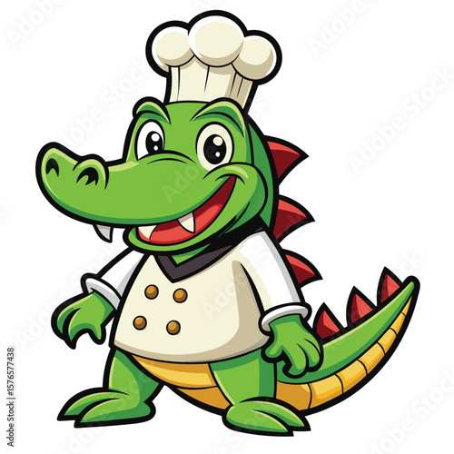 Cartoon crocodile chef wearing a chef's hat