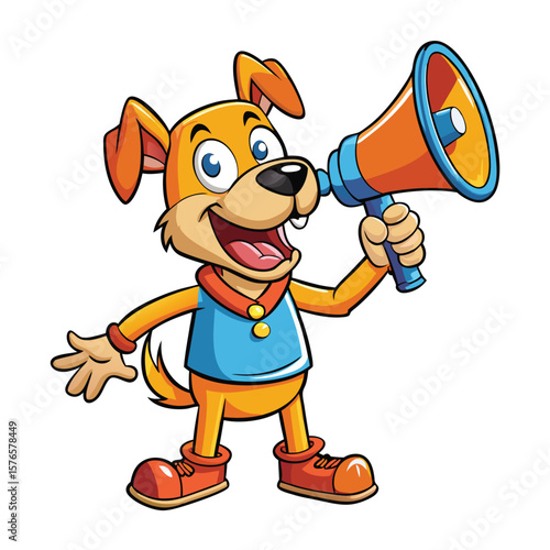 Cartoon dog character holding a megaphone (1)