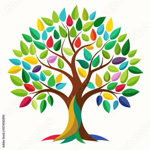 olive tree colorful vector icon