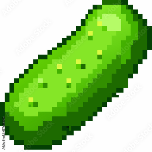 Retro Pixel Art Green Pickle Icon Isolated