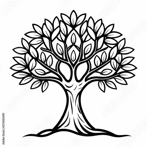 olive tree outline vector icon