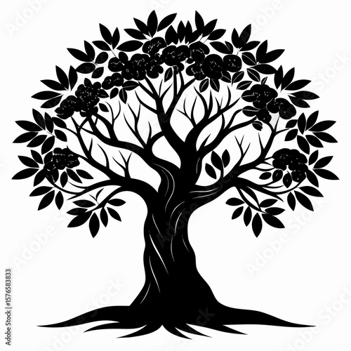 olive tree silhouette vector icon