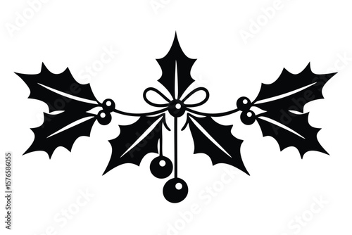 christmas mistletoe swag vector icon